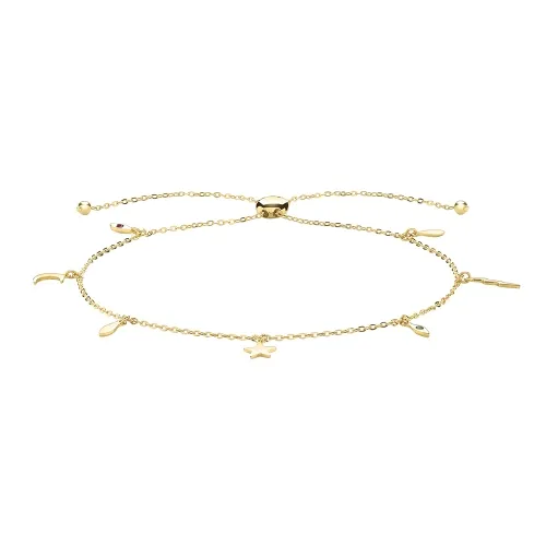 9ct Yellow Gold Pull Style Bracelet With Charms 1.21g